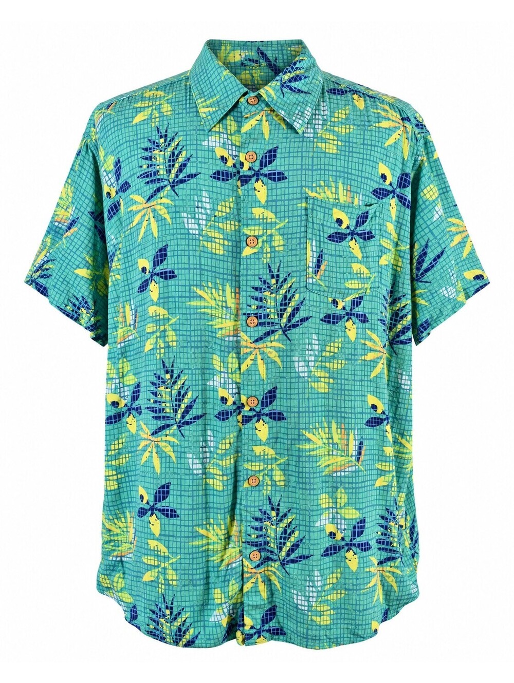 Joe Marlin XXL Tropical Rayon Hawaiian Shirt Teal Resortwear